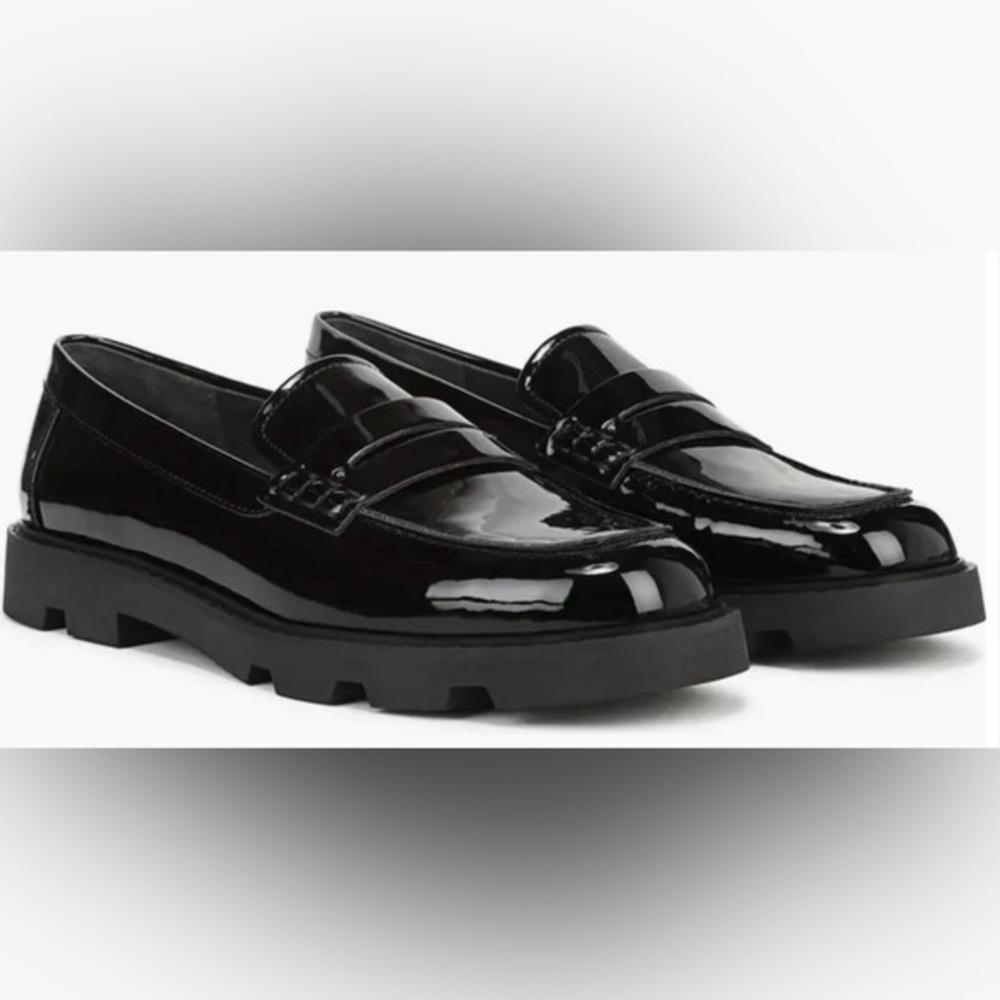 NEW Franco Sarto Quinnley Women's Black Patent Loafers Sz 7